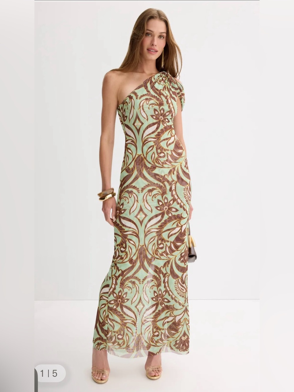 MISA Los Angeles One Shoulder Printed Maxi Dress Size M | MSRP $440